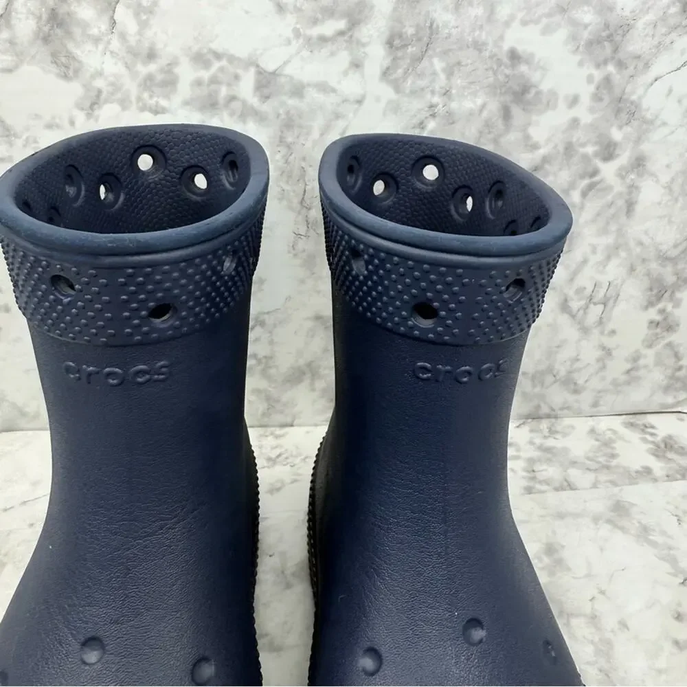 CROCS Classic Unisex Rain Outdoor Rubber Ankle Boots Navy Blue Kids Sz J1